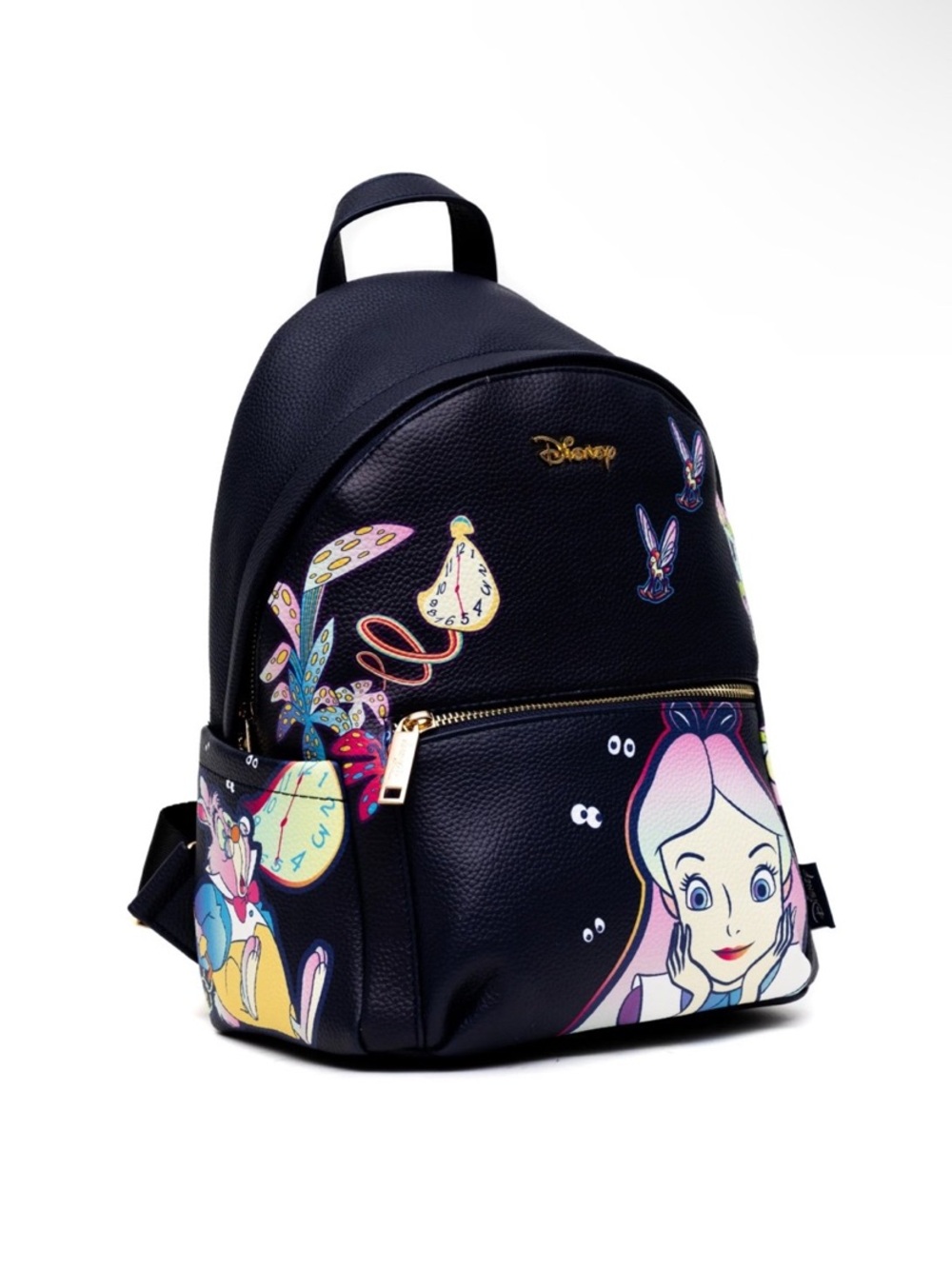 Disney Wondapop  Black Mini Backpack with Pastel Alice Artwork